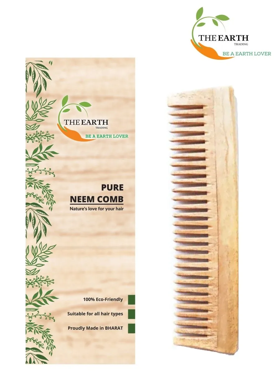 Pure Kacchi Neem Wood Detangle Comb Full Length