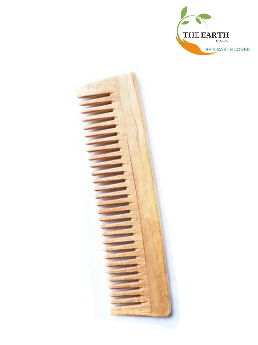 Pure Kacchi Neem Wood Detangle Comb Full Length