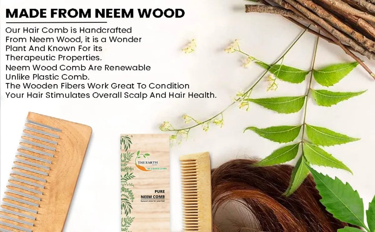 Pure Kacchi Neem Wood Detangle Comb Full Length