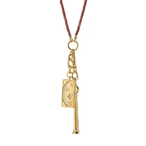 "Athena" Dream Column and Sun Moon and Stars Medallion Charm Necklace