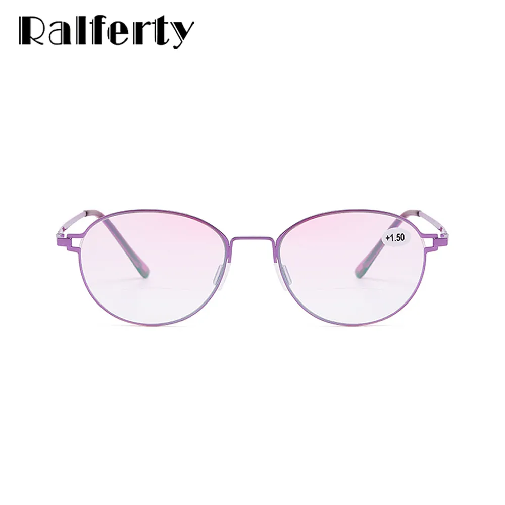 Ralferty Women's Full RIm Round Alloy Hyperopic Reading Glasses D8104