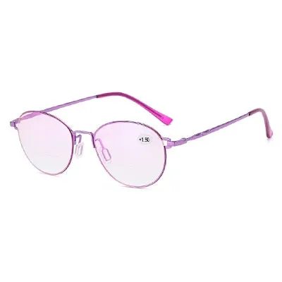 Ralferty Women's Full RIm Round Alloy Hyperopic Reading Glasses D8104