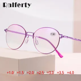 Ralferty Women's Full RIm Round Alloy Hyperopic Reading Glasses D8104