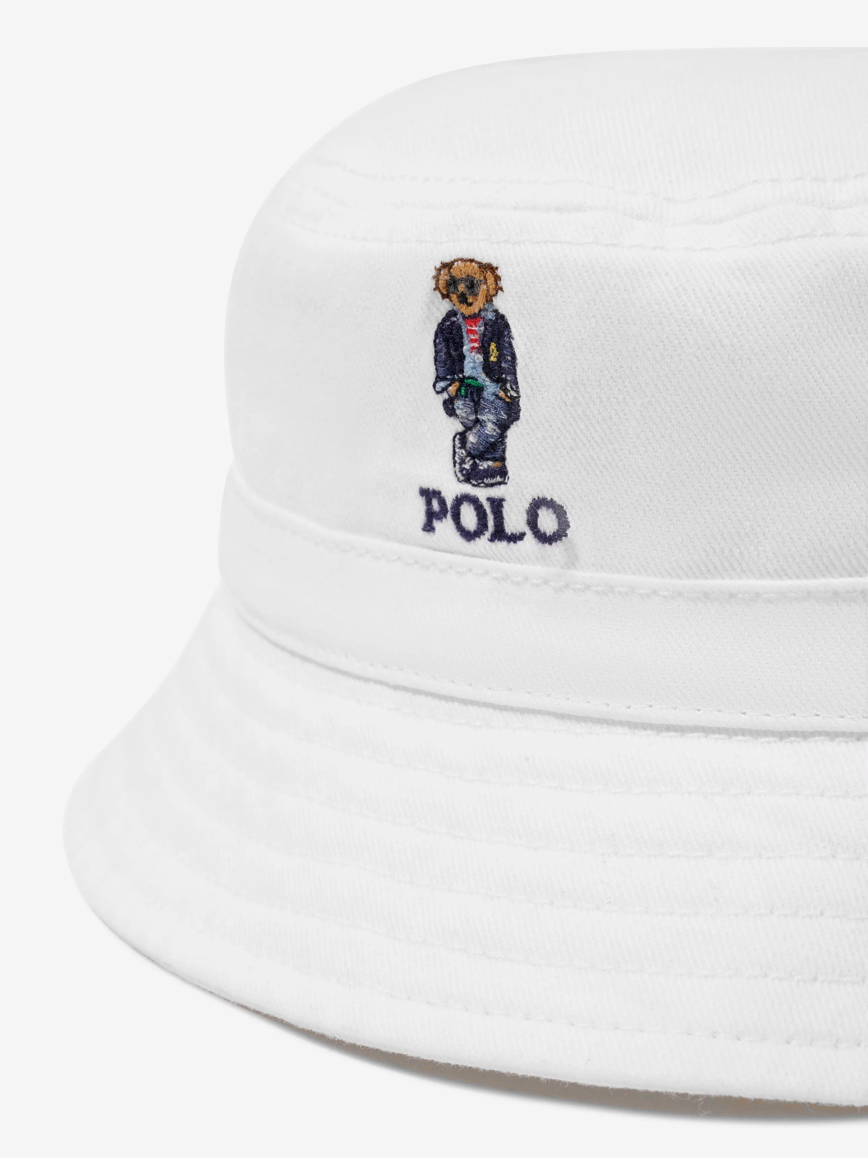 Ralph Lauren Boys Bear Bucket Hat in White