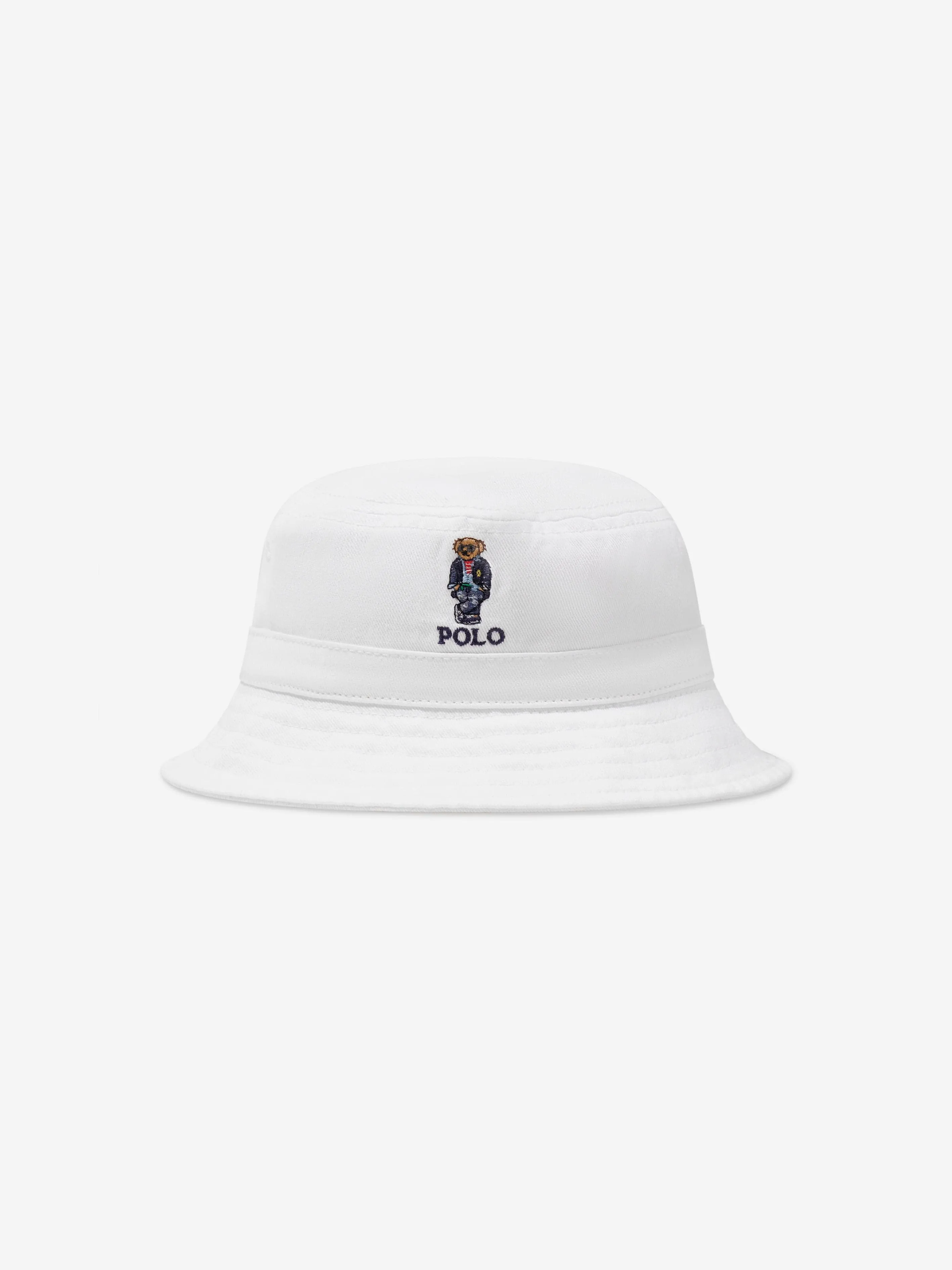 Ralph Lauren Boys Bear Bucket Hat in White