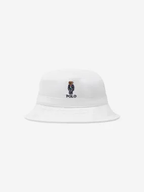 Ralph Lauren Boys Bear Bucket Hat in White