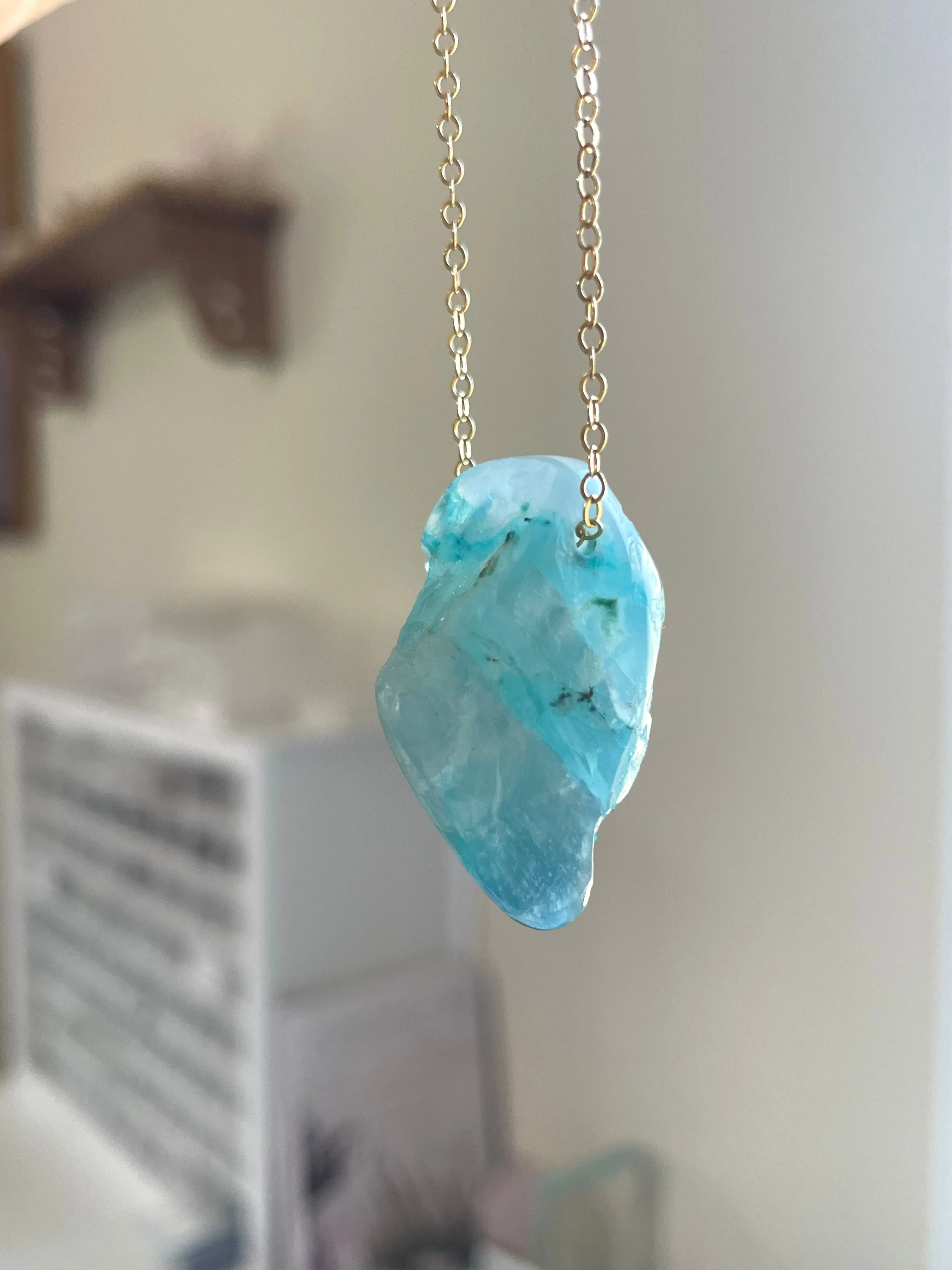 Raw Chrysocolla Pendant Necklace