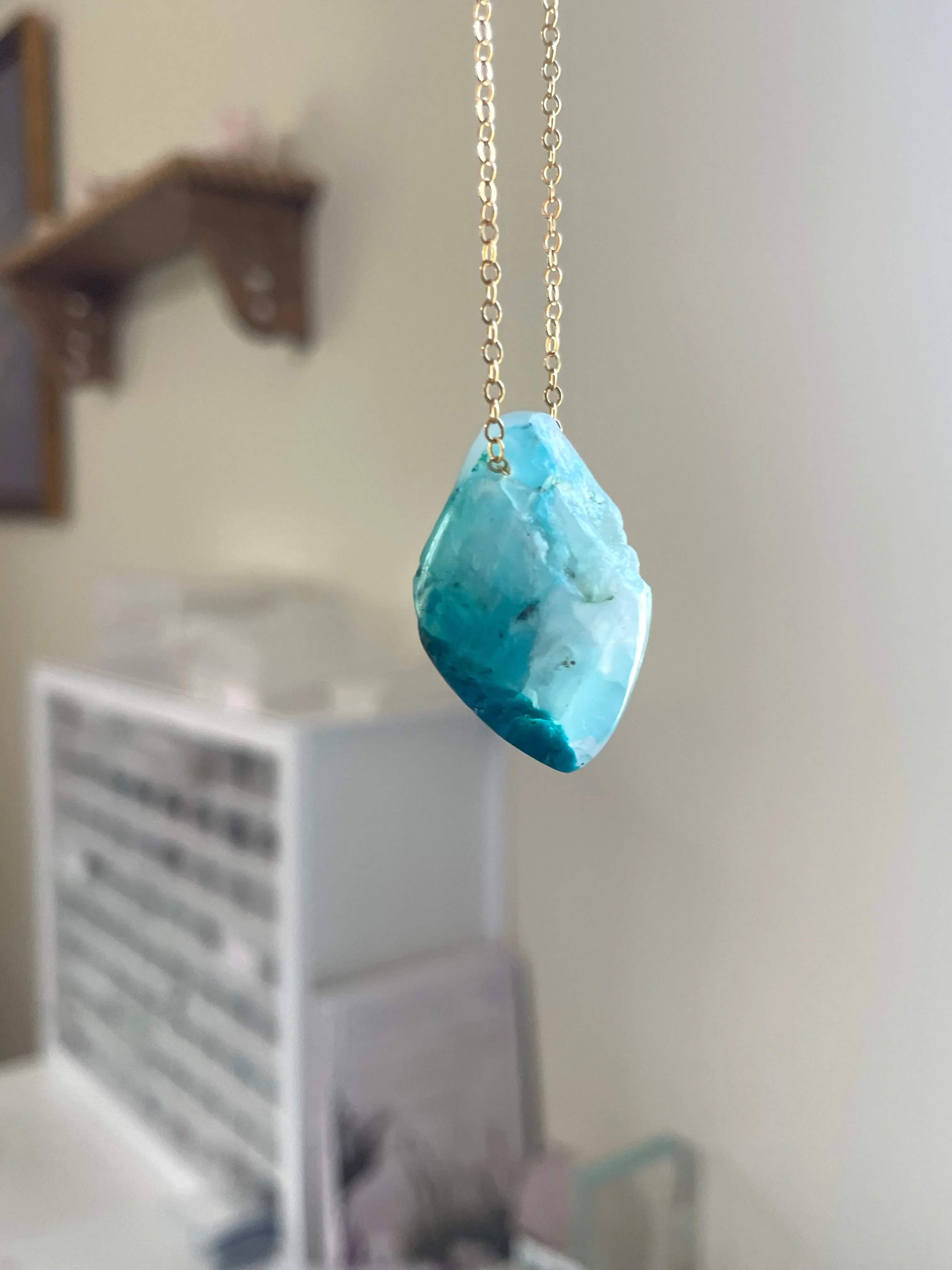 Raw Chrysocolla Pendant Necklace