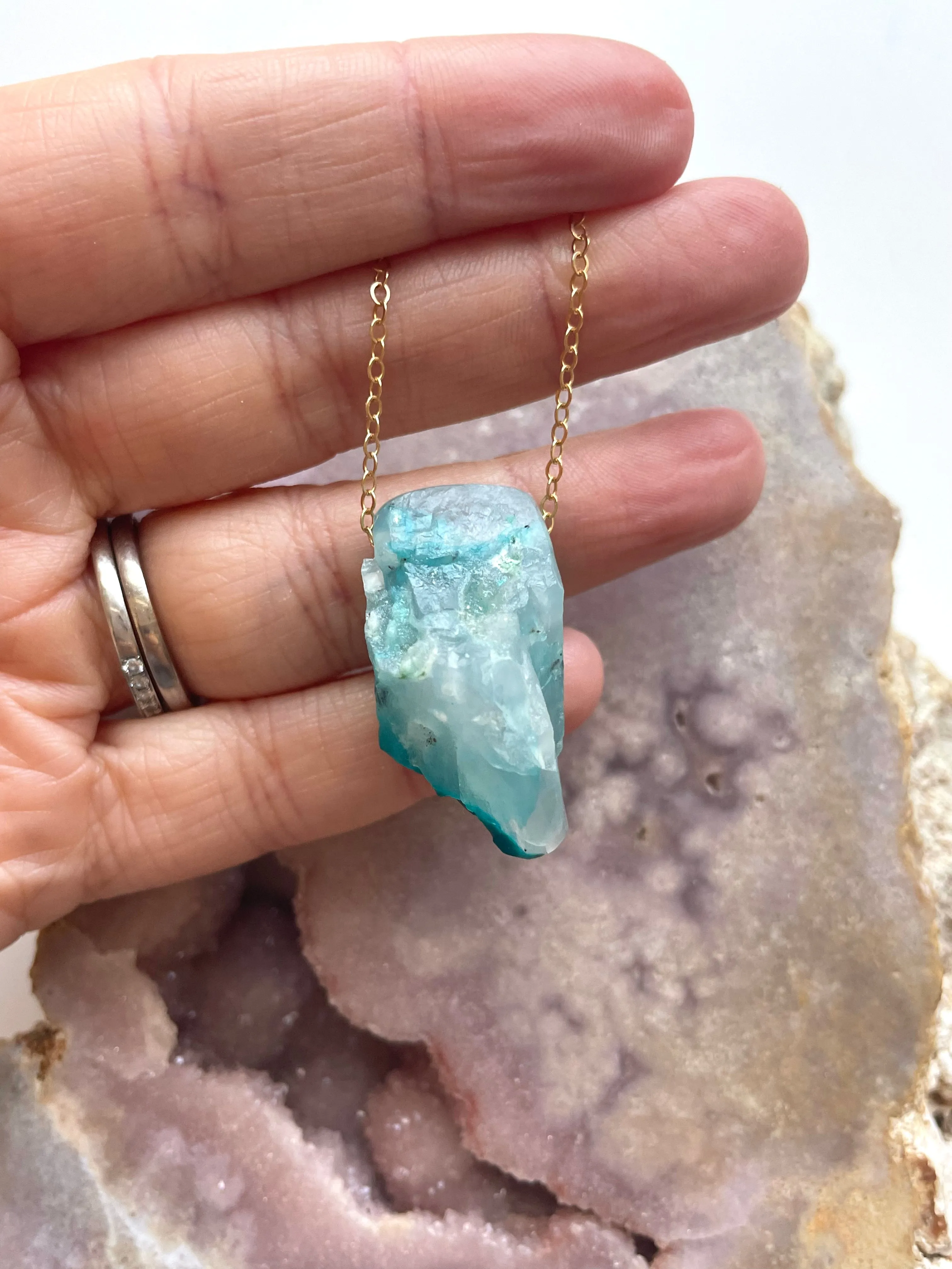 Raw Chrysocolla Pendant Necklace