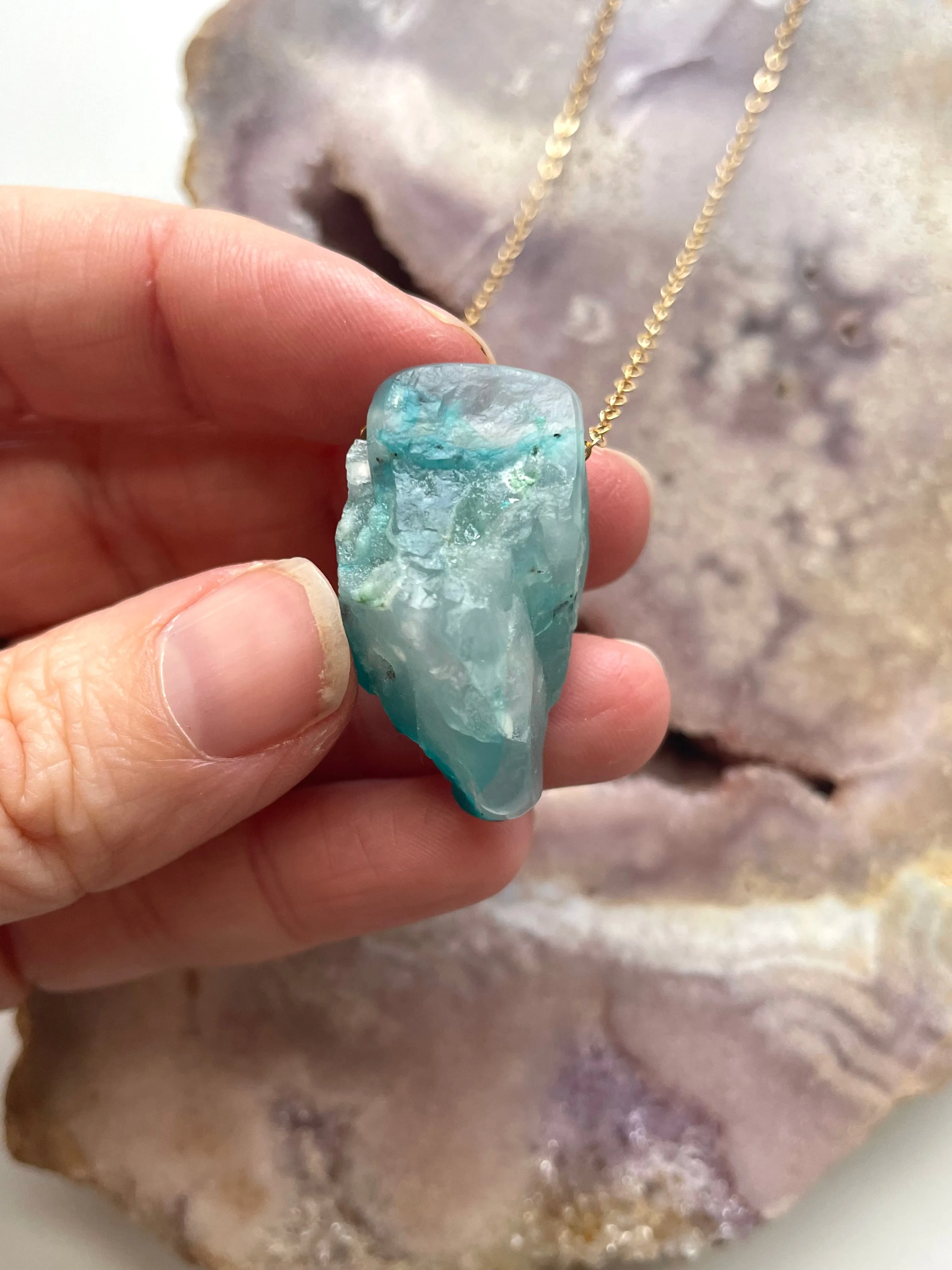 Raw Chrysocolla Pendant Necklace