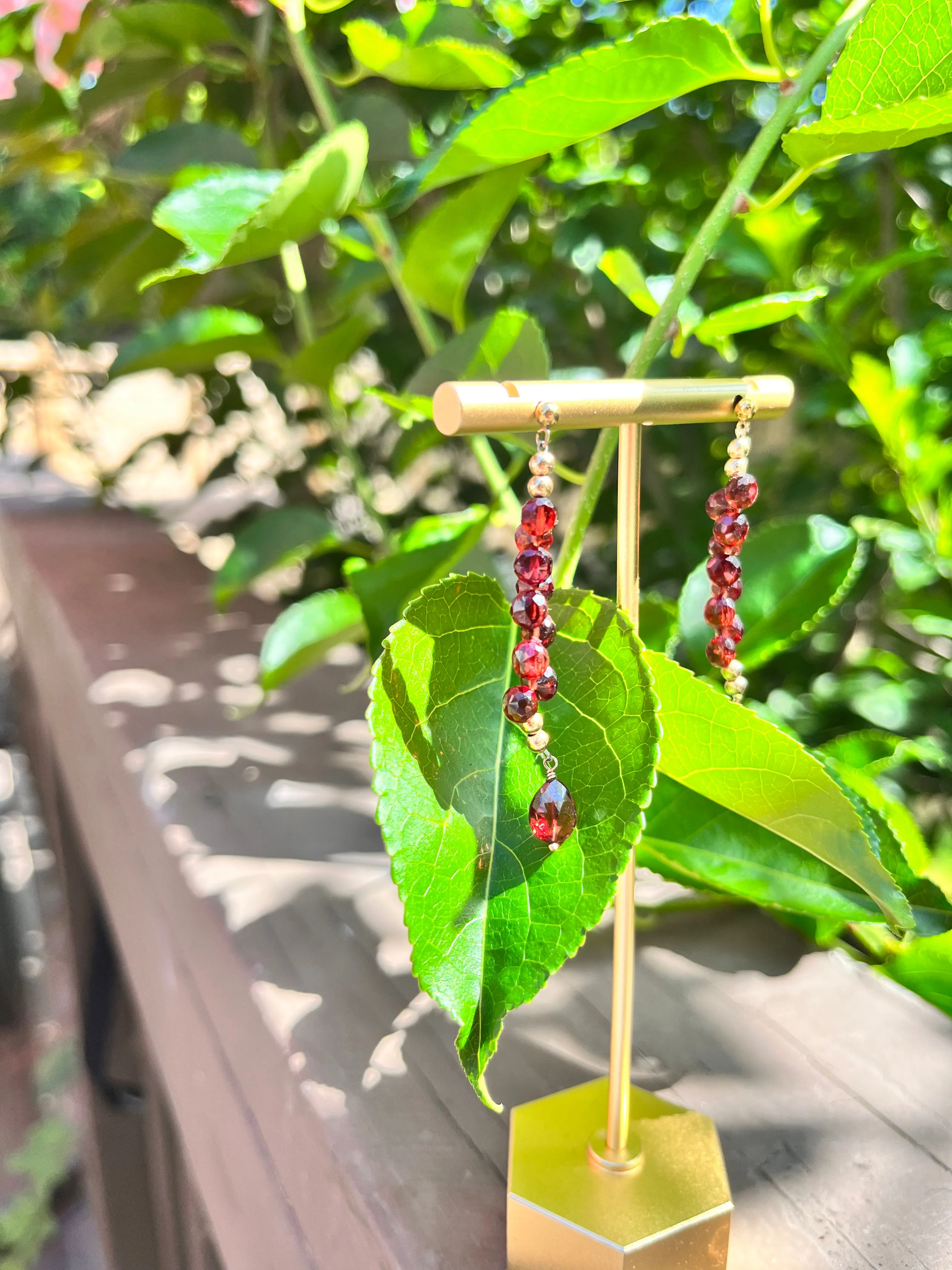 Raw Garnet clusters vermeil earrings