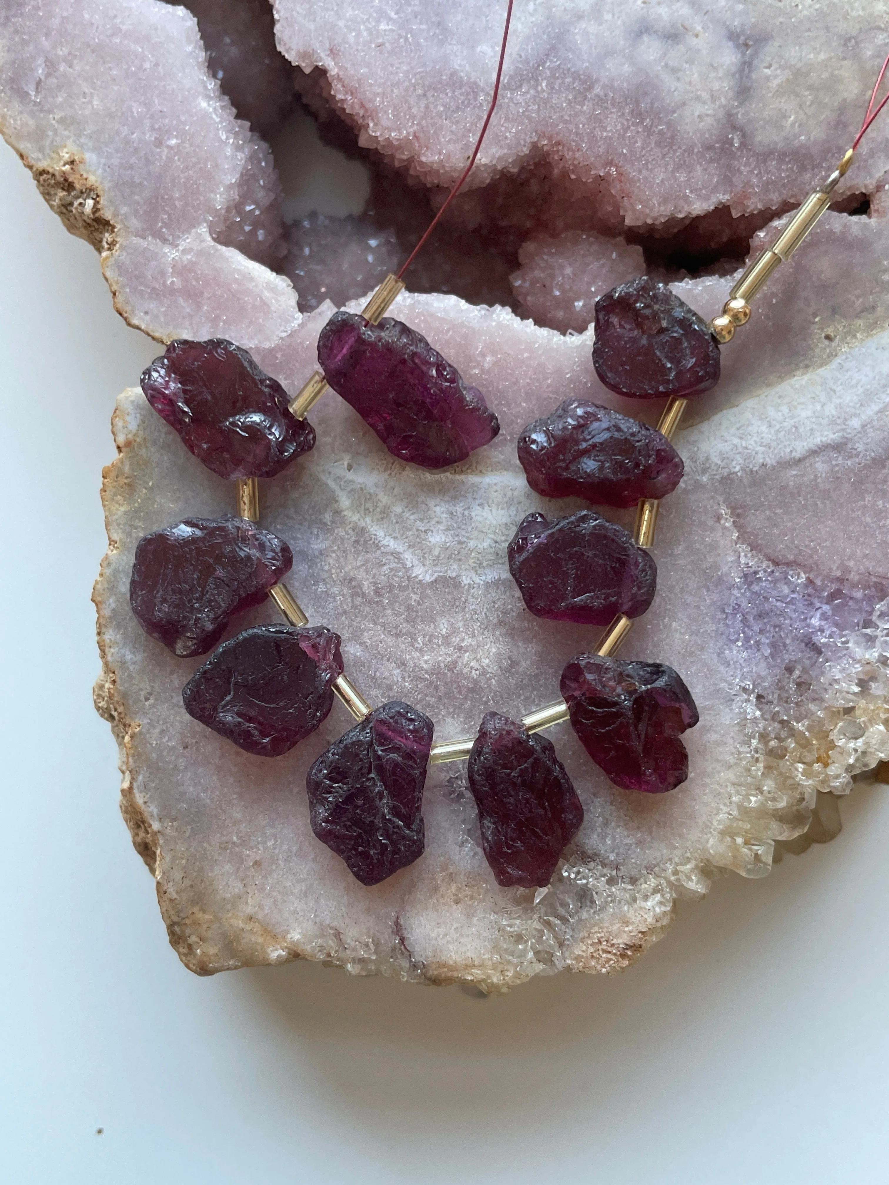 Raw Garnet Crystal Necklace On 14k Gold Filled or Sterling Silver Chain January Birthstone Jewelry