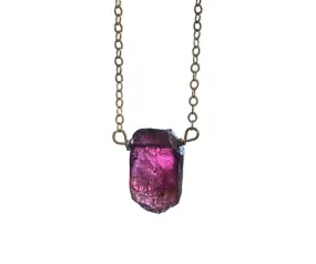 Raw Garnet Crystal Necklace On 14k Gold Filled or Sterling Silver Chain January Birthstone Jewelry