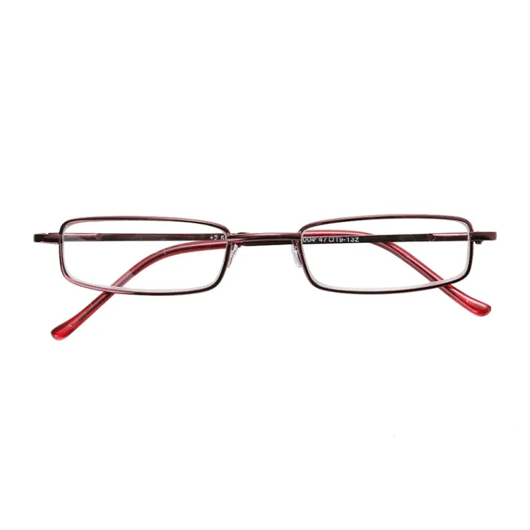 Reading Glasses Metal Spring Foot Portable Presbyopic Glasses with Tube Case  2.00D(Red)