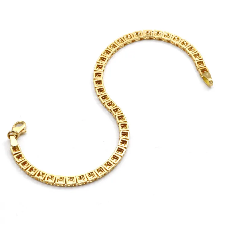 Real Gold GZCR Solid Square Chain Bracelet (17 C.M) - Model 0564 BR1735