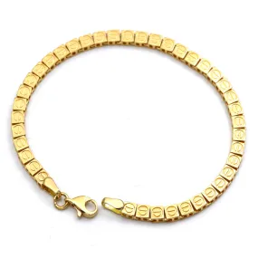 Real Gold GZCR Solid Square Chain Bracelet (17 C.M) - Model 0564 BR1735