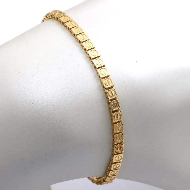 Real Gold GZCR Solid Square Chain Bracelet (17 C.M) - Model 0564 BR1735