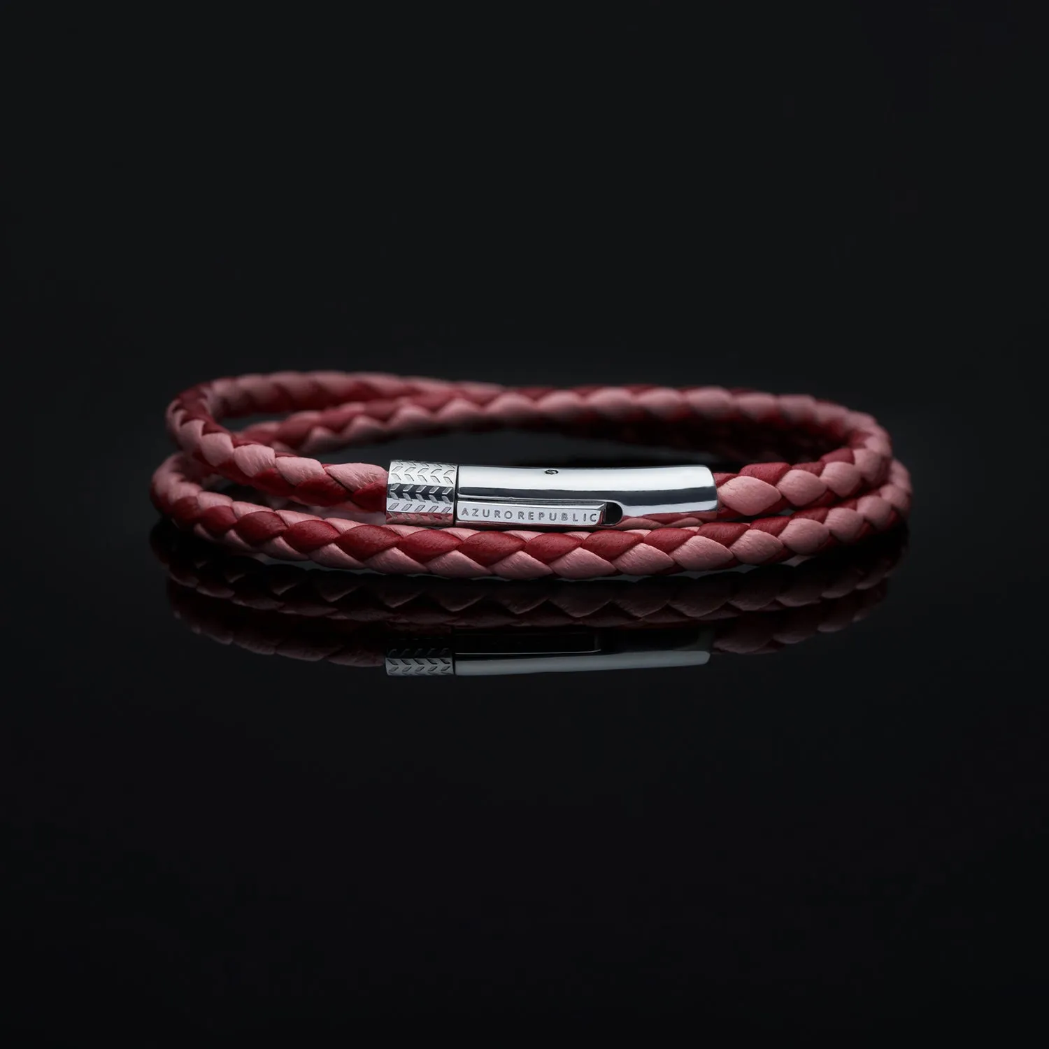 Red, Pink Leather Wrap Bracelet