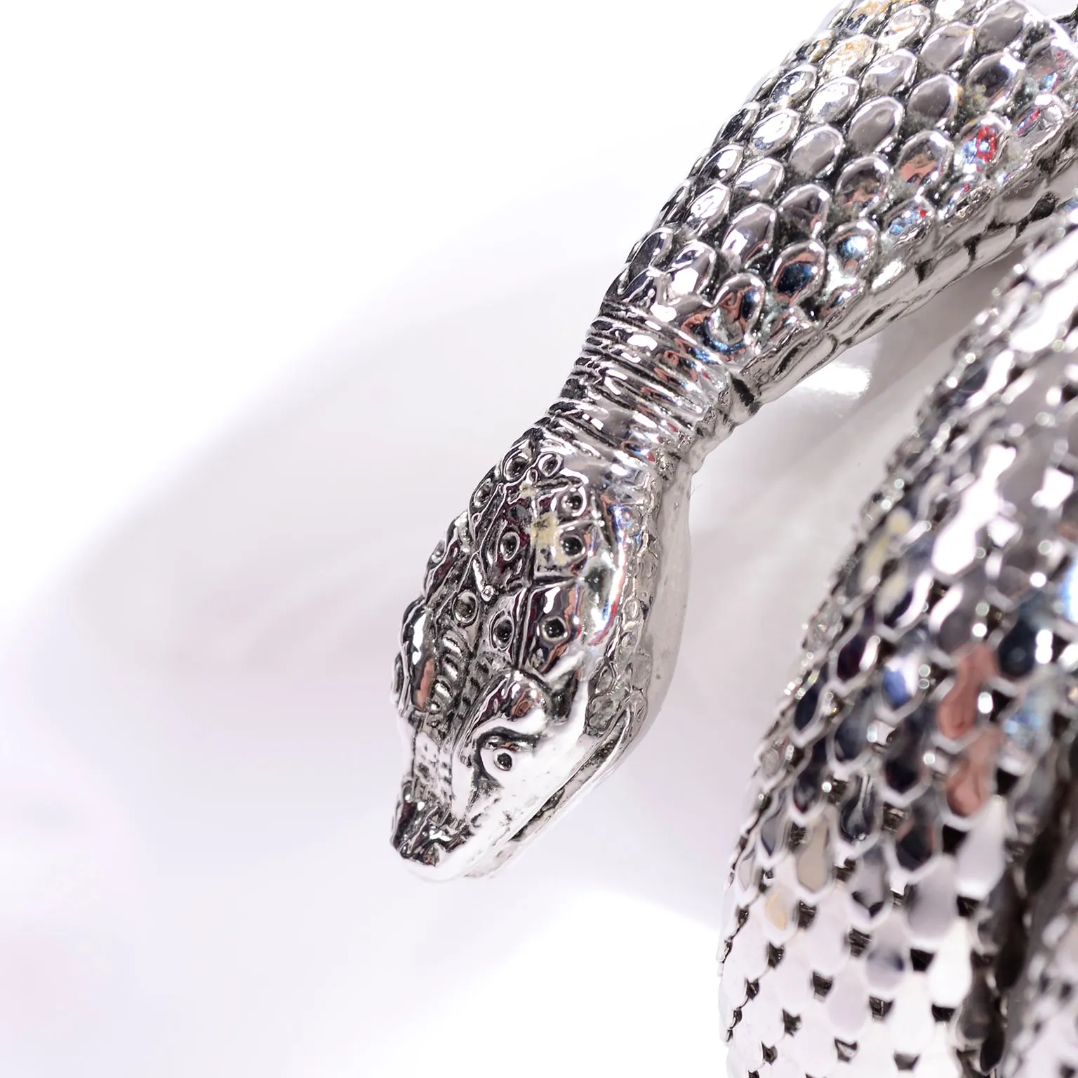 RESERVED // 1970s Whiting & Davis Silver Mesh Coil Snake Wrap Bracelet