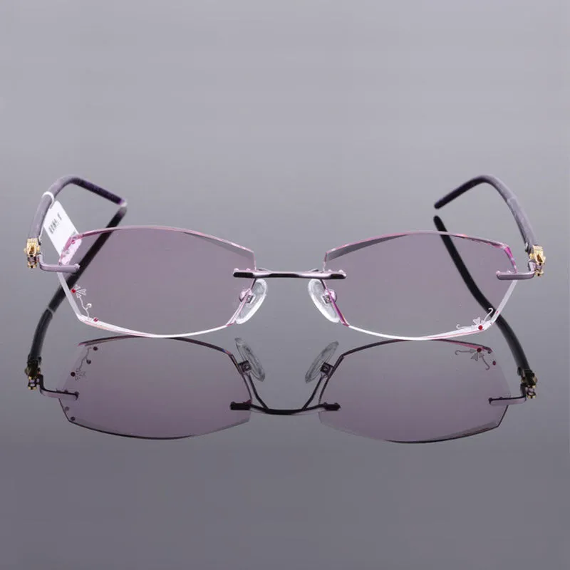 Reven Jate Unisex Rimless Rectangle Titanium Eyeglasses 88005