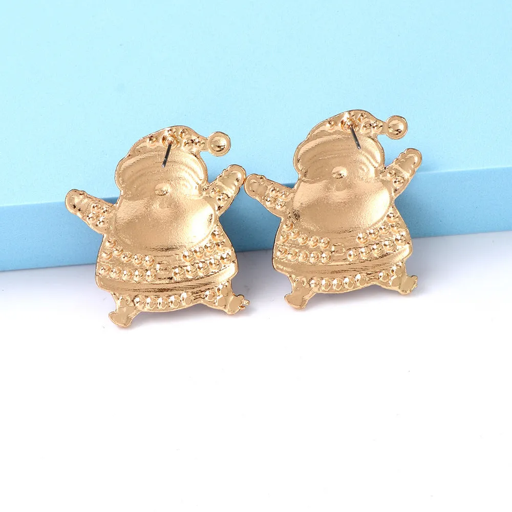 Rhinestone Alloy Santa Earrings