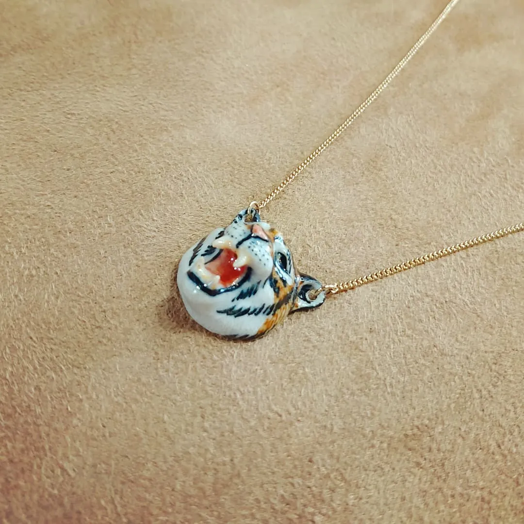 Roaring Tiger necklace by And Mary in porcelaine