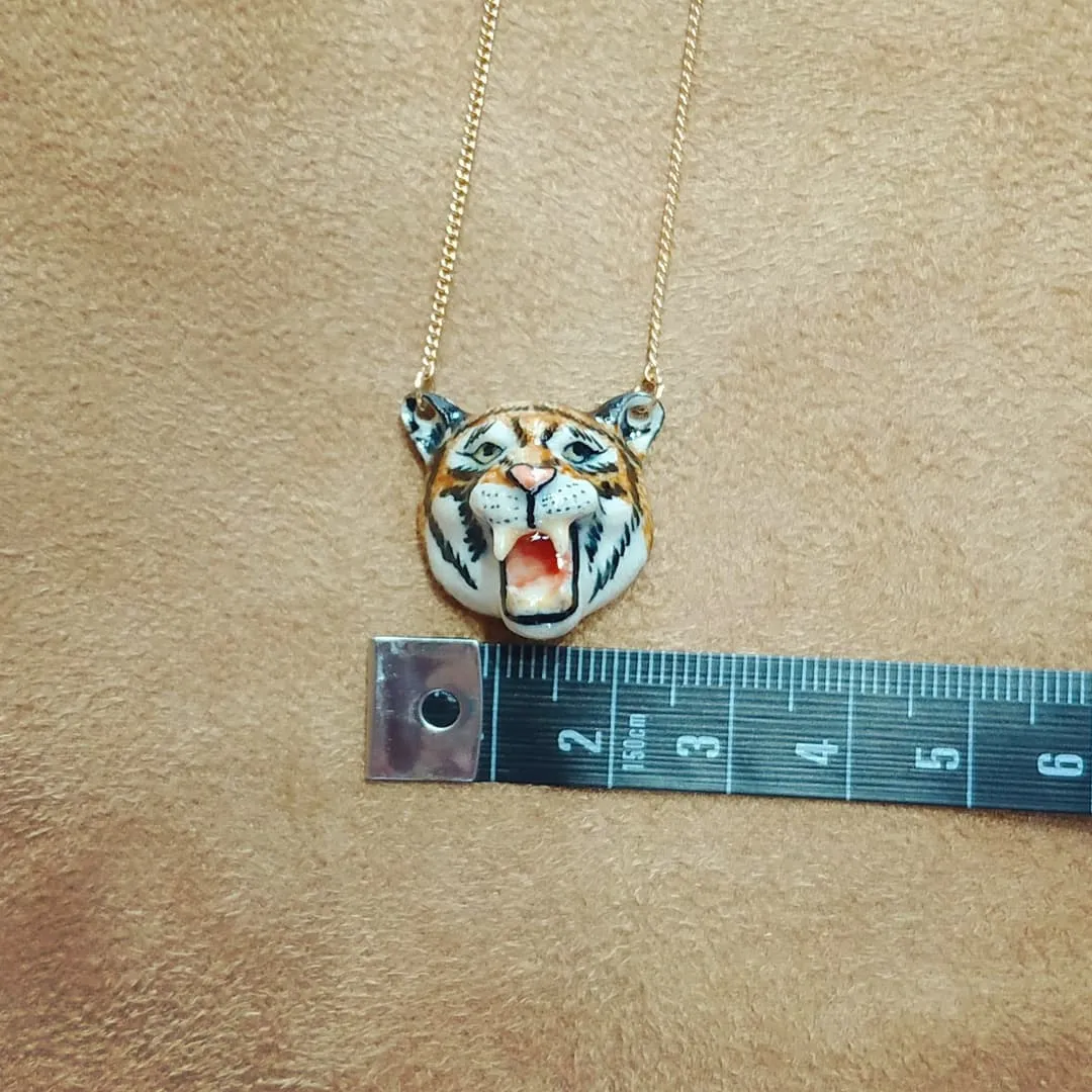 Roaring Tiger necklace by And Mary in porcelaine