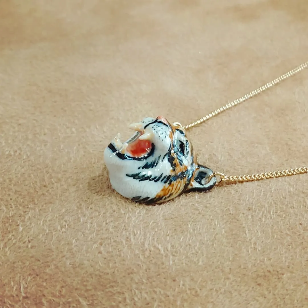 Roaring Tiger necklace by And Mary in porcelaine