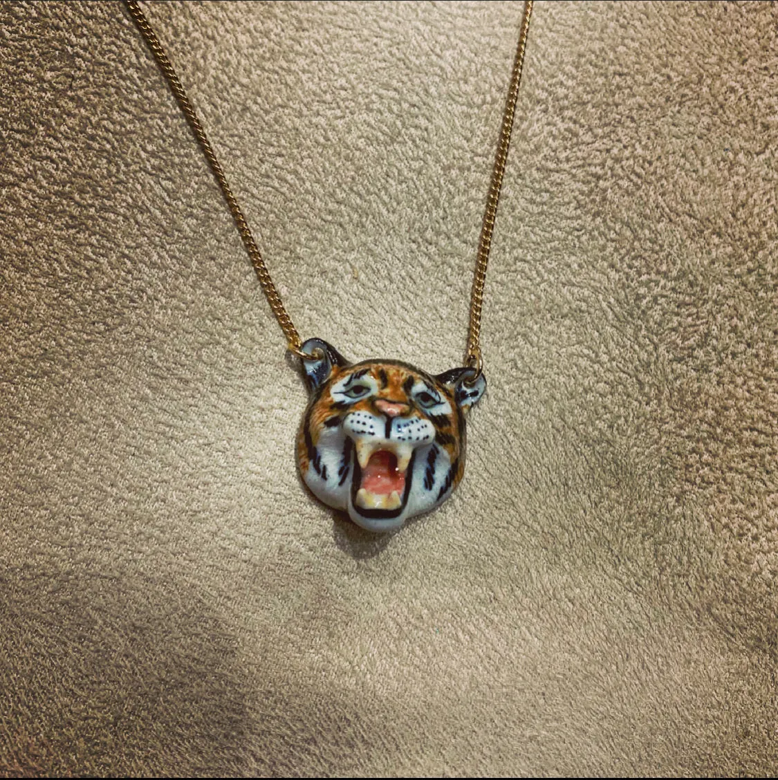 Roaring Tiger necklace by And Mary in porcelaine