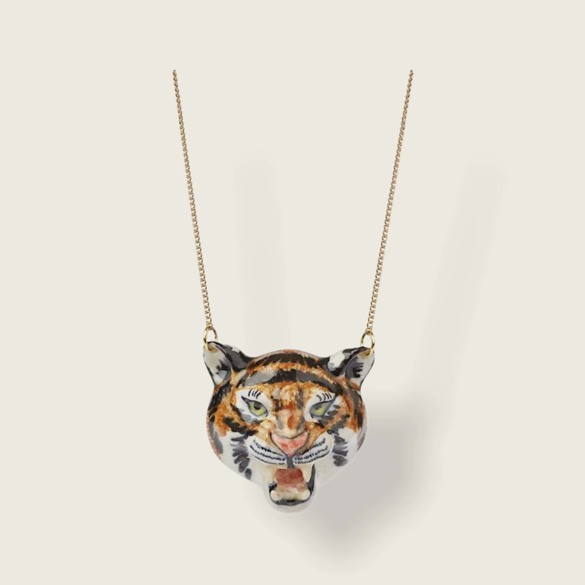 Roaring Tiger necklace by And Mary in porcelaine