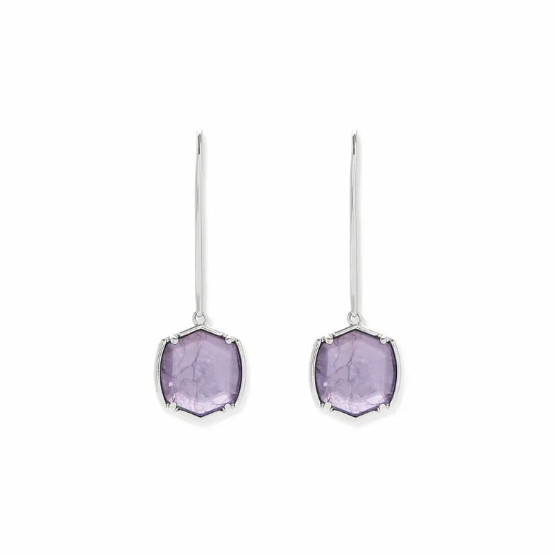 Rocksbox Exclusive Davis Drop Earrings in Rhodium & Purple Mica