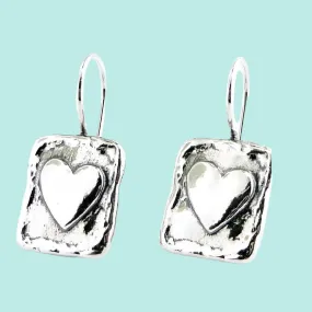 Romantic Silver Earrings for women Heart Shaped. Bluenoemi Israeli Jewelry