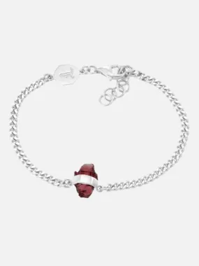 Rough Gem Chain Bracelet - Garnet/Silver