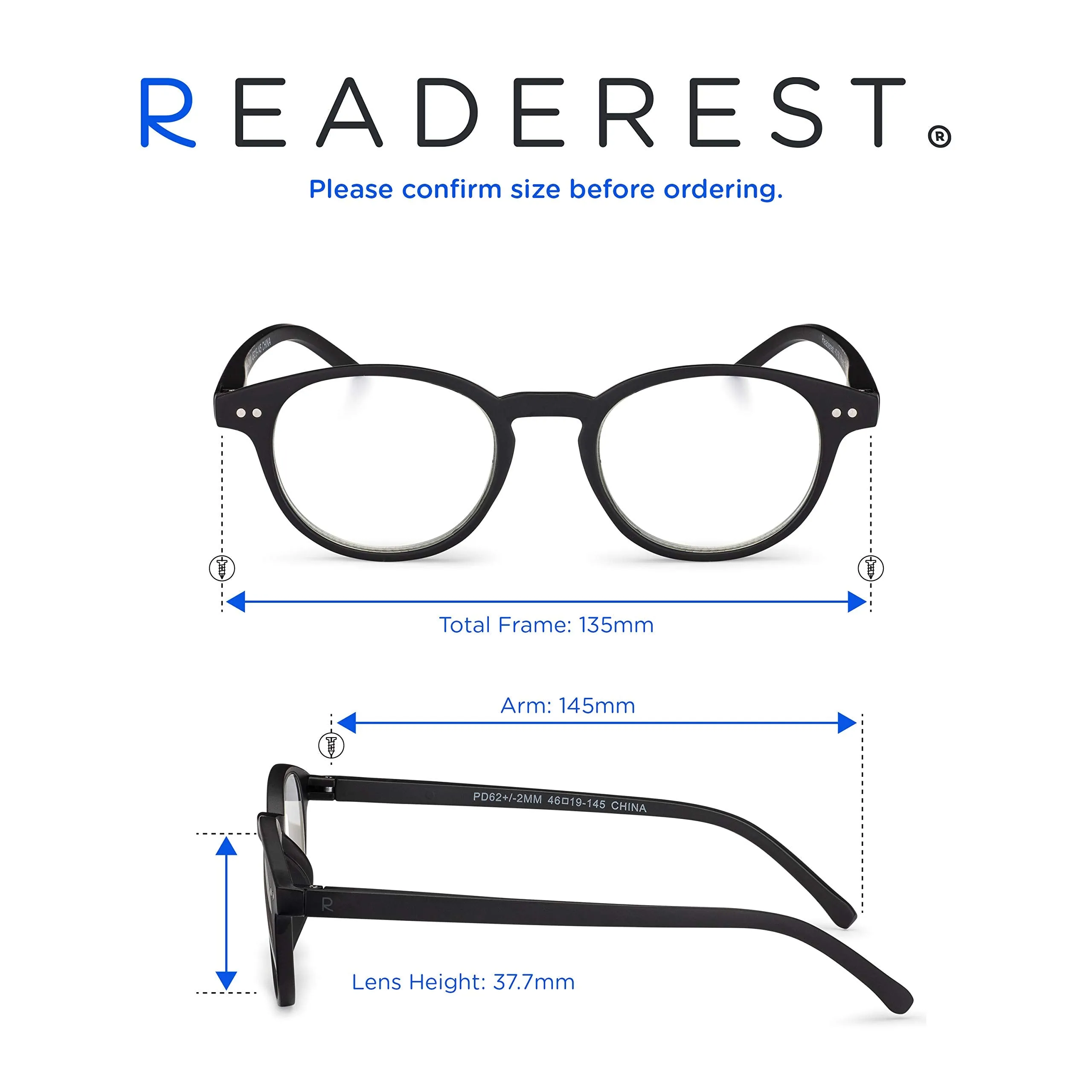 Round-Blue-Light-Blocking-Reading-Glasses-Black-2-25-Magnification-Computer-Glasses