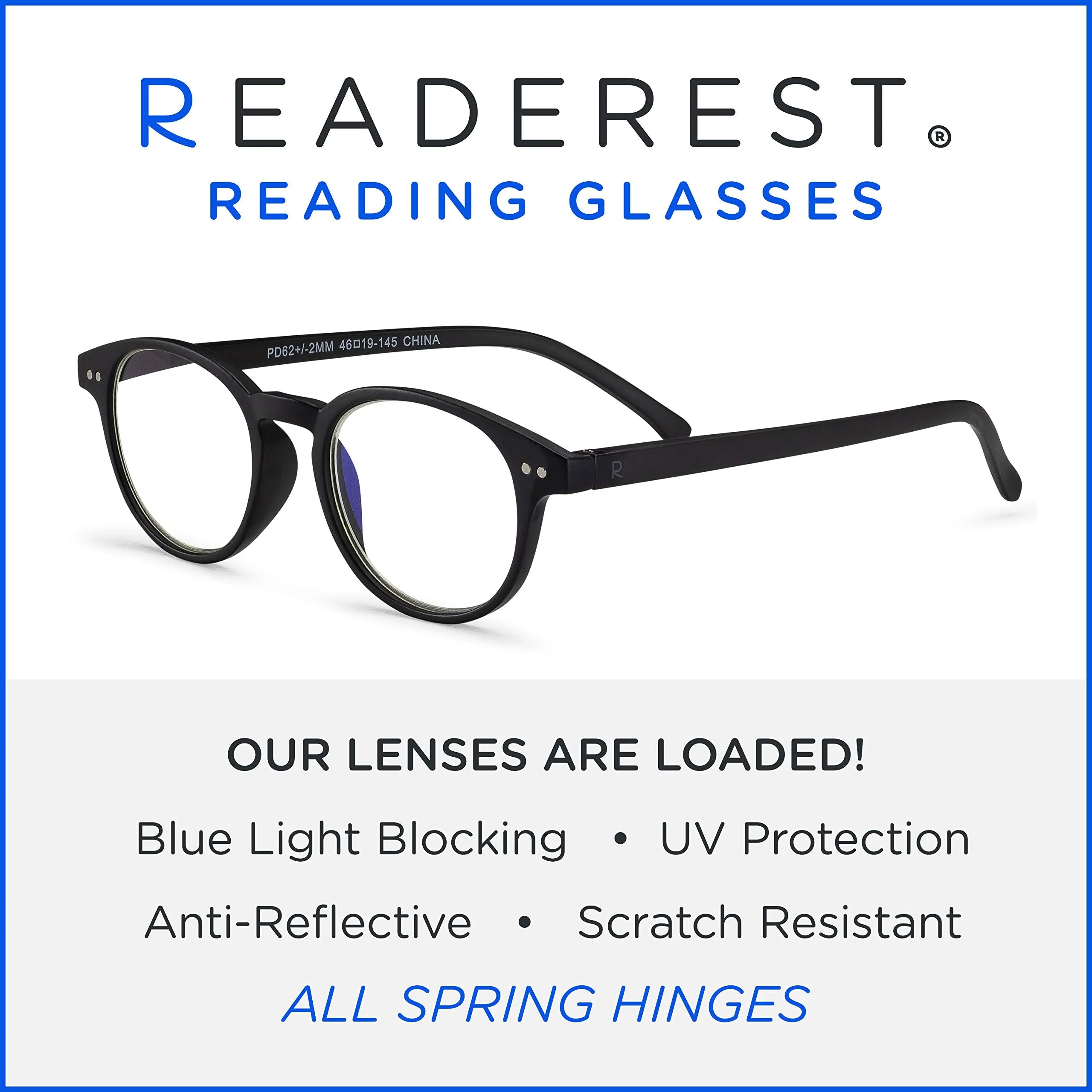 Round-Blue-Light-Blocking-Reading-Glasses-Black-2-25-Magnification-Computer-Glasses