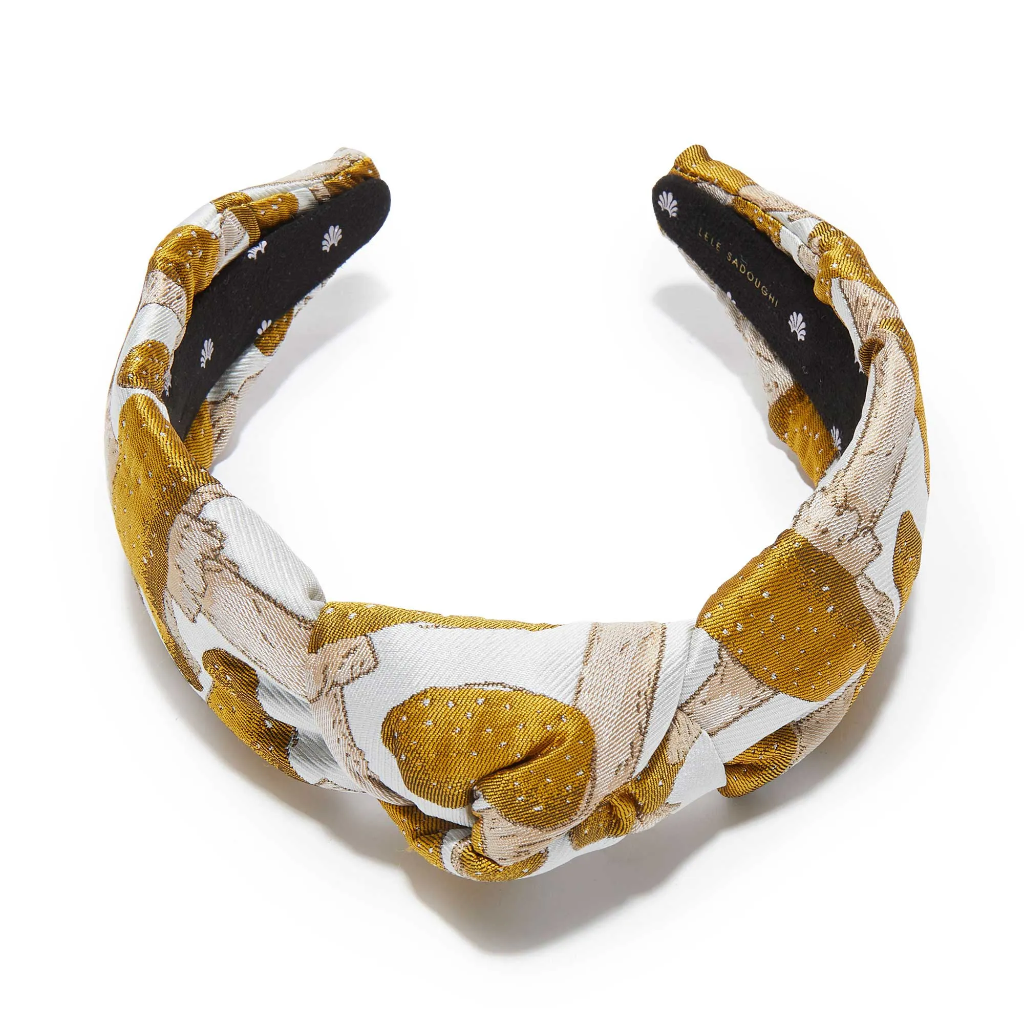 SAFFRON MUSHROOM BROCADE KNOTTED HEADBAND