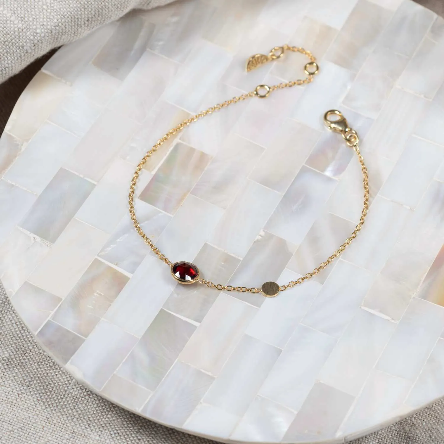 Salina Garnet and Gold Vermeil Disc Bracelet