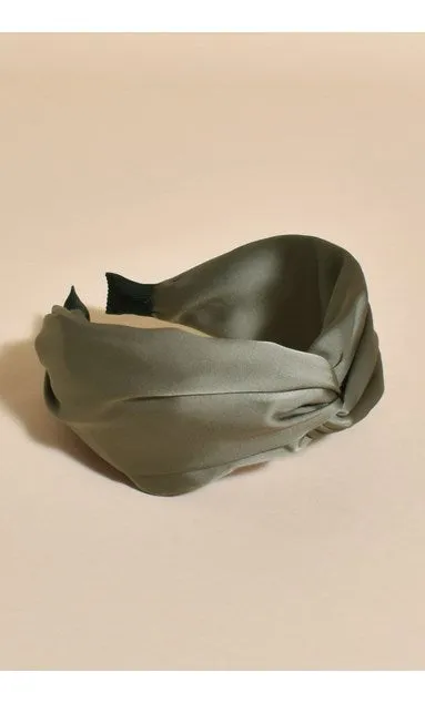 Satin Turban Design Headband in Black, Cream and Olive