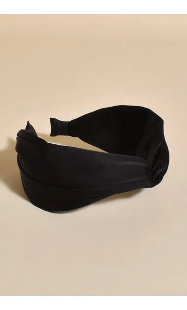 Satin Turban Design Headband in Black, Cream and Olive