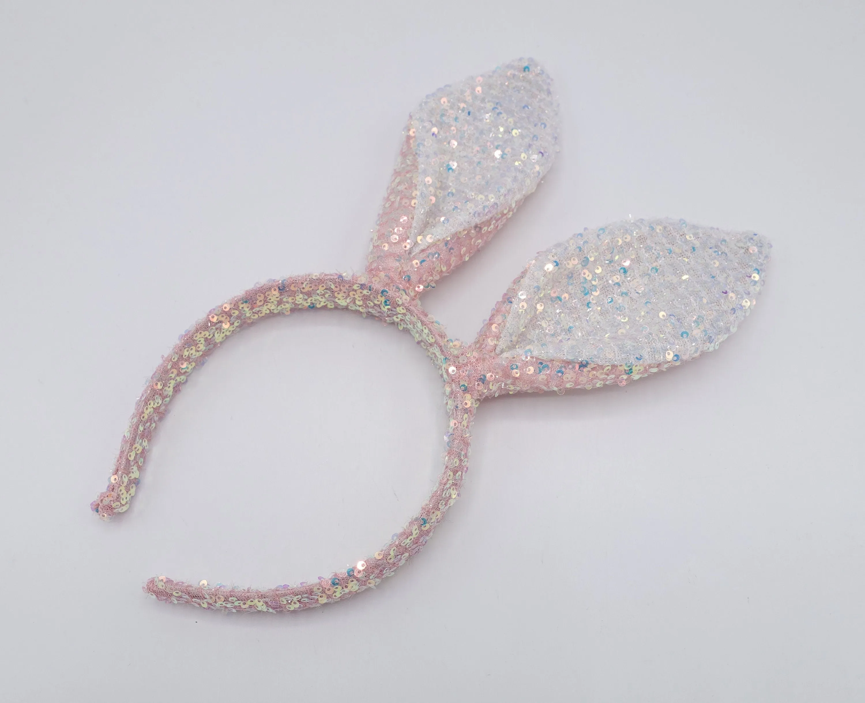 sequin spangle bunny ear headband for a girl