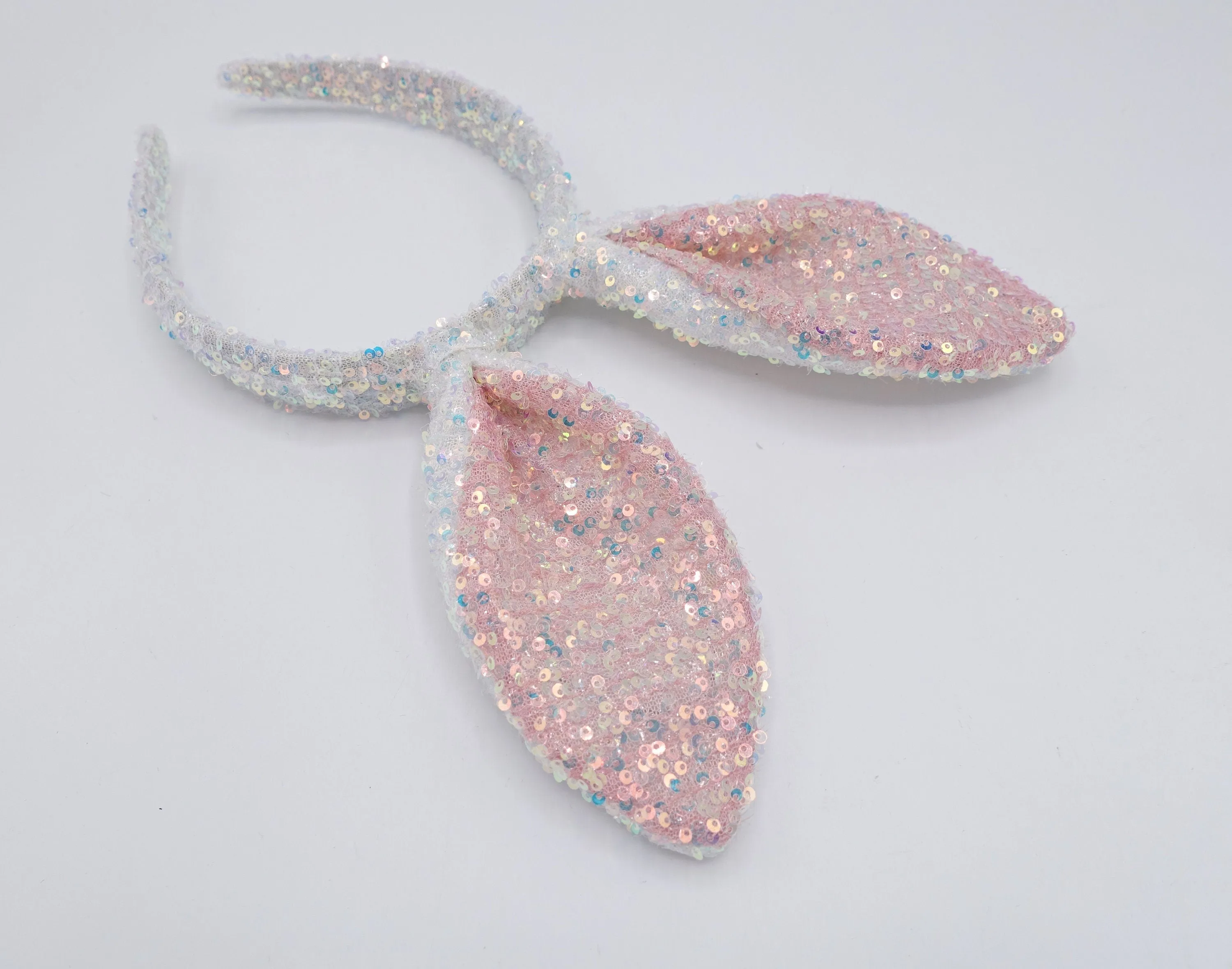 sequin spangle bunny ear headband for a girl