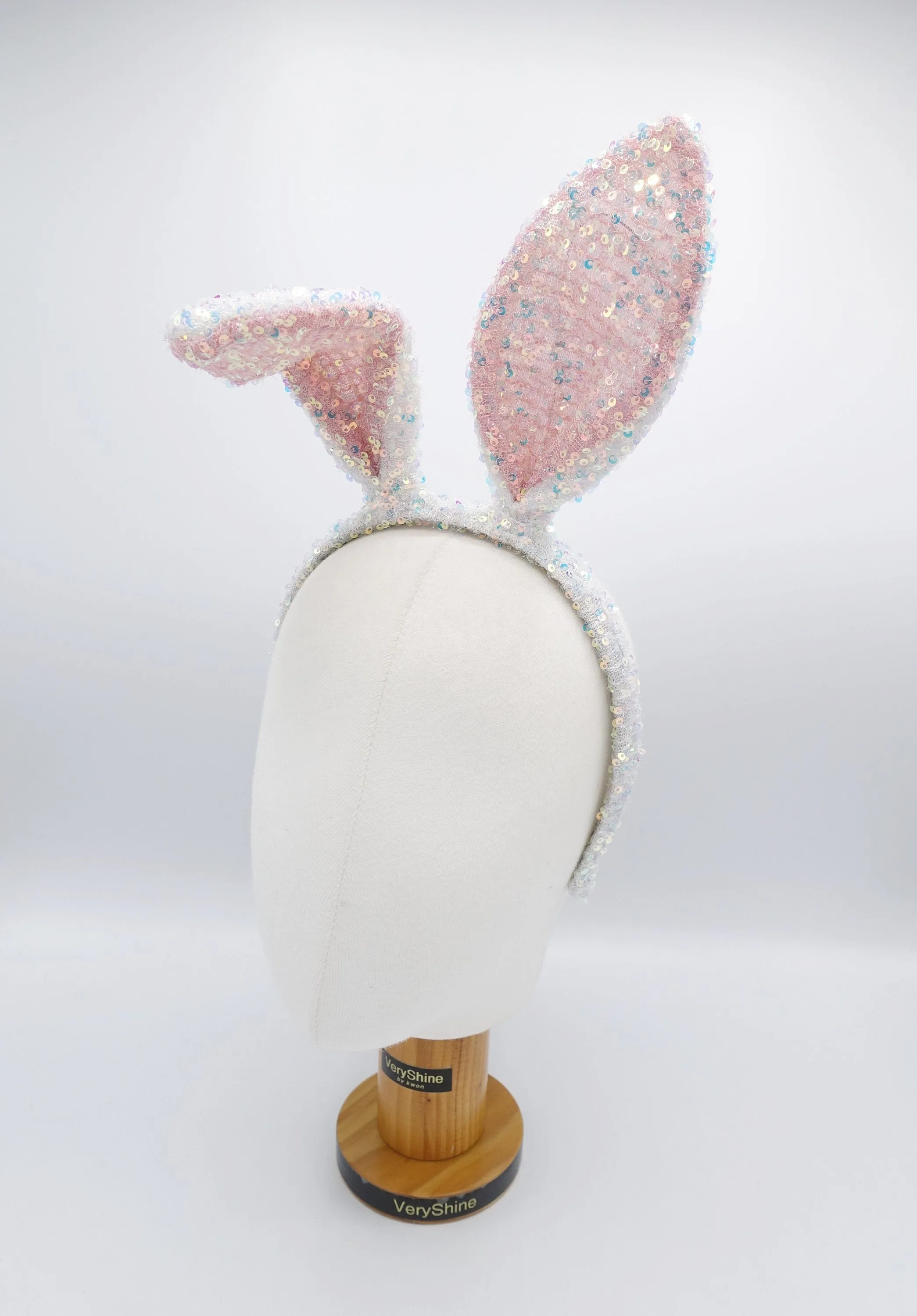 sequin spangle bunny ear headband for a girl