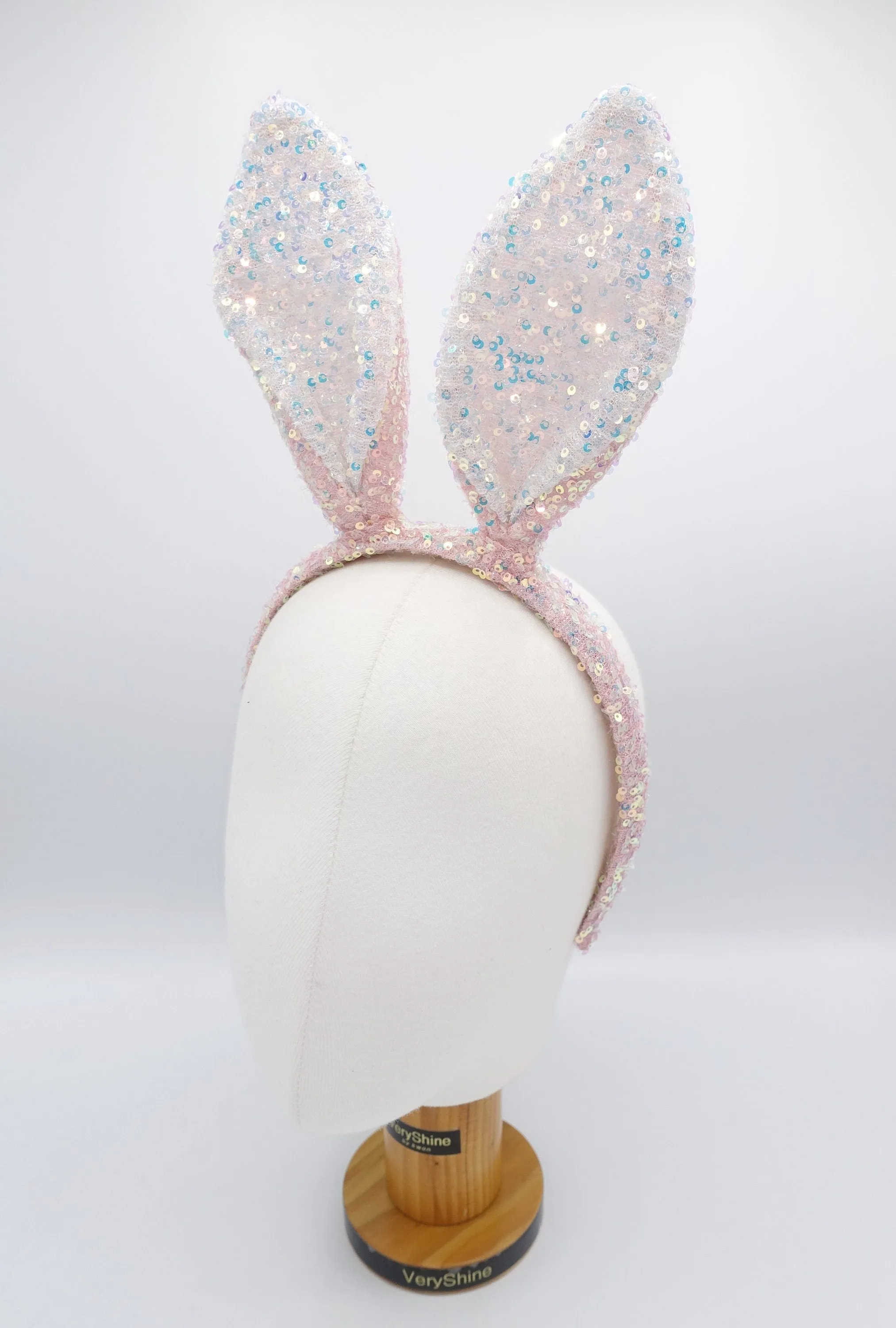 sequin spangle bunny ear headband for a girl