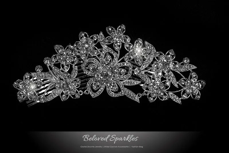 Sheri Vintage Cascade Flower Hair Comb | Crystal