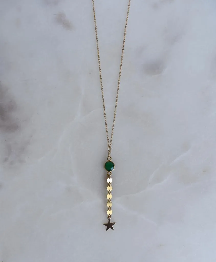 Shooting Star Green Onyx Necklace