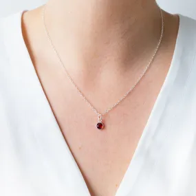 Silver Garnet January Birthstone Necklace