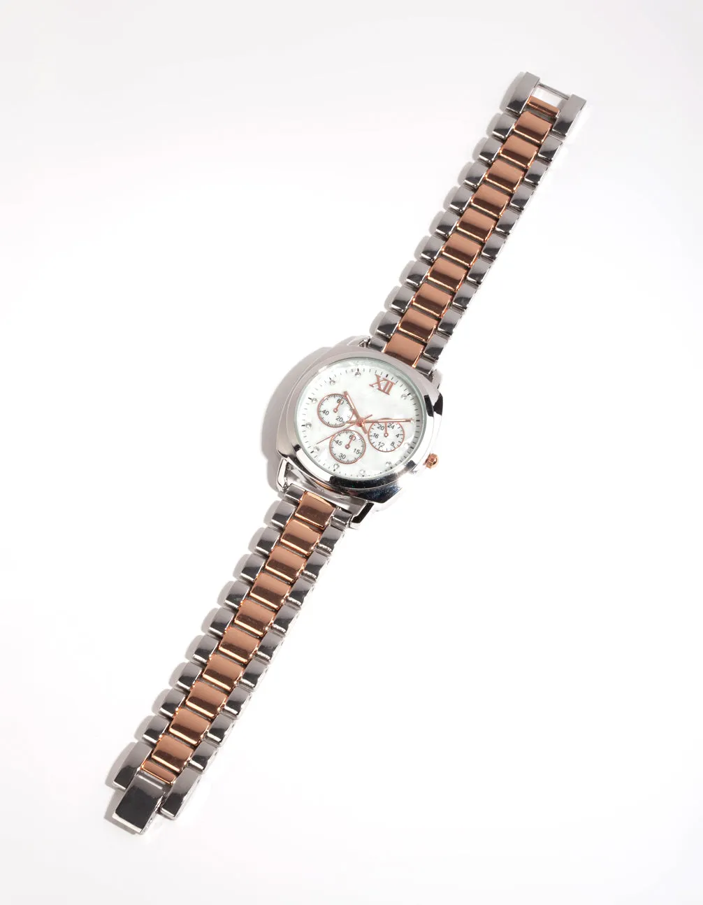 Silver Mix Metal Chain Link Watch