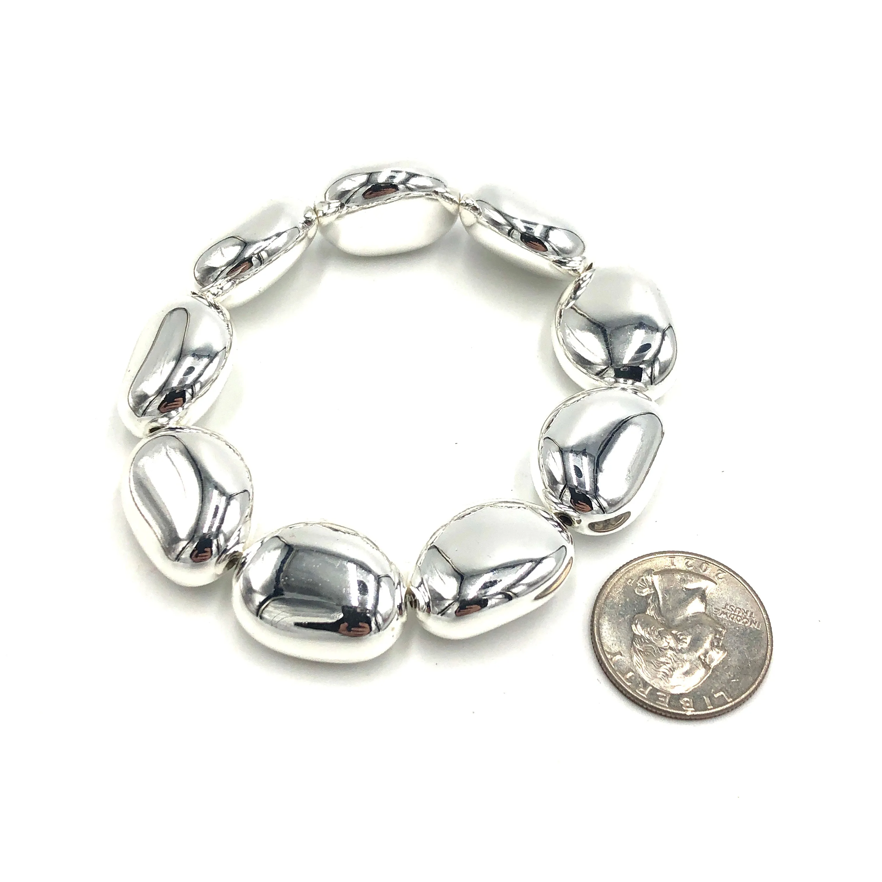 Silver Pebbles Stretch Bracelet