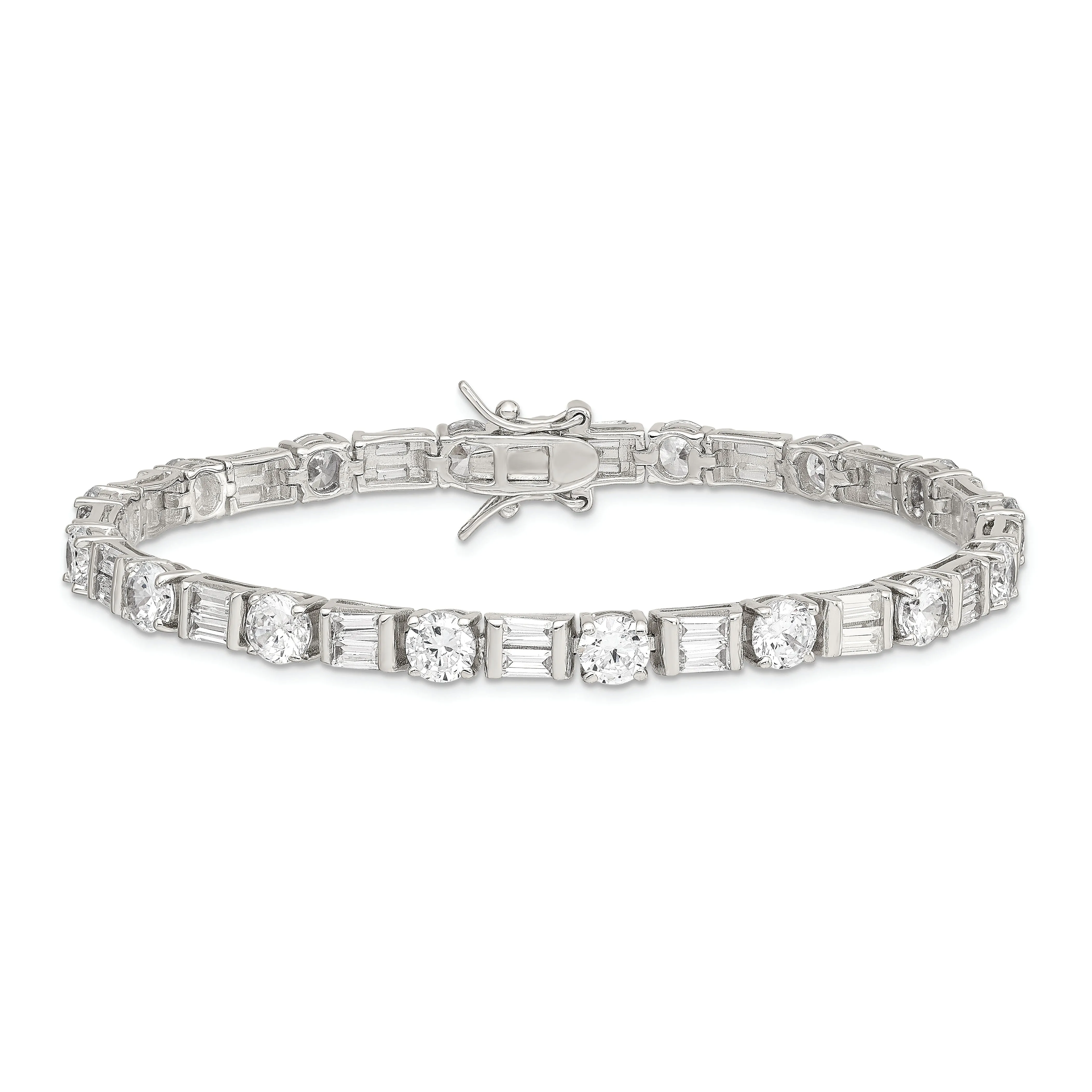 Silver Polished Cubic Zirconia Bracelet