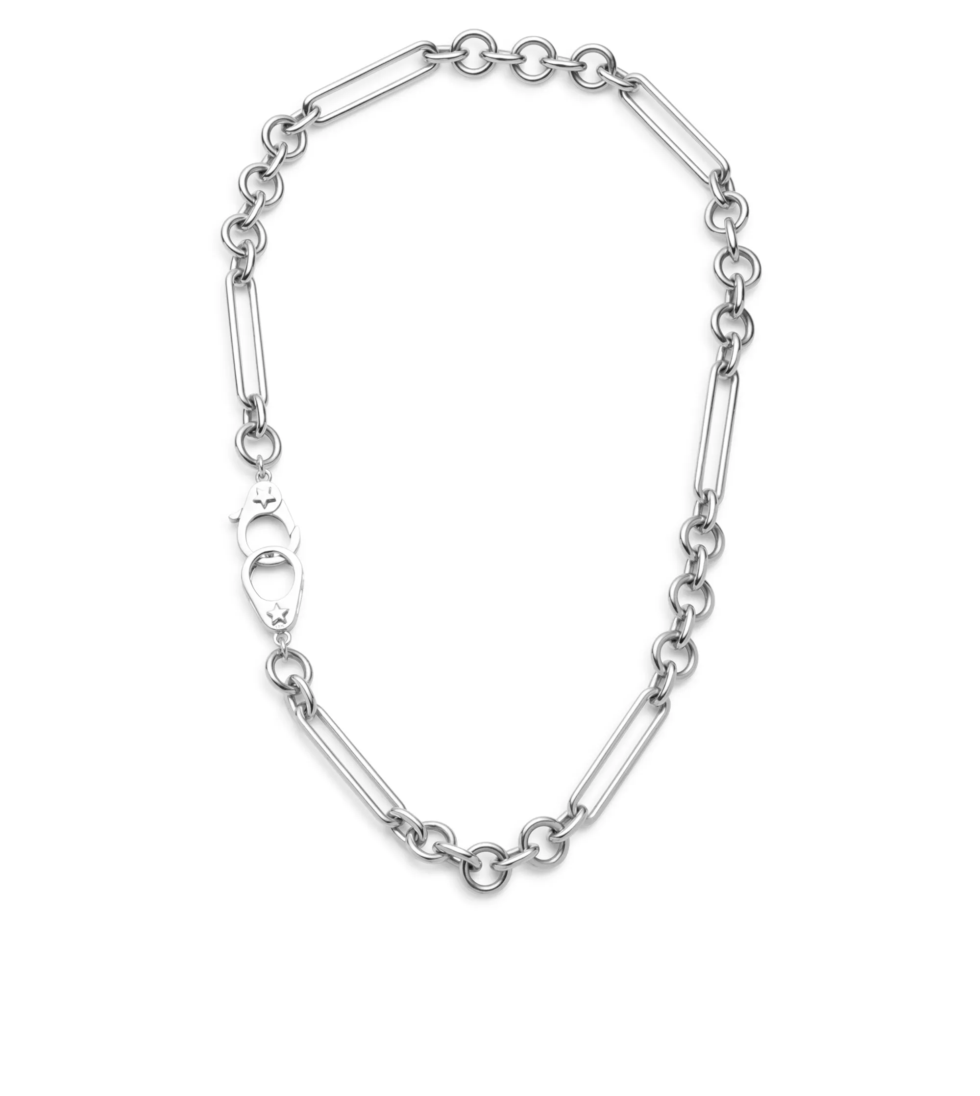 Sister Hook Midsize Mixed Clip Chain White Gold